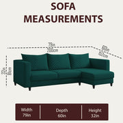 Mikasa 4 Seater RHS L Shape Sofa Set for Living Room (Pine Fabric) Premium Fabric Sofa Set for Living Room