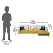 Falco RHS 4 Seater L Shape Sofa Set for Living Room (Yellow Grey Fabric) Premium Fabric Sofa