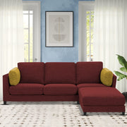 Nairo 4 Seater Interchangeable L Shape Sofa with Ottoman for Living Room (Maroon Fabric)
