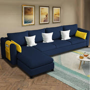Asser LHS 6 Seater L Shape Sofa Set for Living Room (Blue) Premium Fabric Sofa