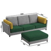 Nairo 4 Seater Interchangeable L Shape Sofa with Ottoman for Living Room (Green Grey Fabric)