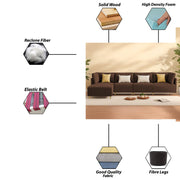 Salina LHS 6 Seater L Shape Sofa Set for Living Room (Black) Premium Fabric Sofa