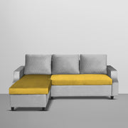 Asper LHS 4 Seater L Shape Sofa Set for Living Room (Yellow Grey Fabric) Premium Fabric Sofa