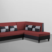 Nordy RHS 6 Seater L Shape Sofa Set for Living Room (Maroon Black Colour) Premium Fabric Sofa Set