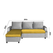 Asper LHS 4 Seater L Shape Sofa Set for Living Room (Yellow Grey Fabric) Premium Fabric Sofa