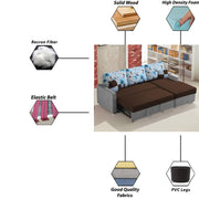 Rolando 4 Seater Sofa Cum Bed for Living Room (Cream Black) Premium Fabric Sofa