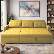 Casaliving Treshta 4 Seater LHS L - Shape Pull-Out Sofa Cum Bed with Storage Sofa for Living Room (Brown Fabric Color) Premium Fabric Sofa Set for Living Room Sofa Cum Bed