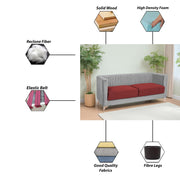 Ember 3 Seater Sofa Set for Living Room (Maroon Grey Colour) Premium Fabric Sofa