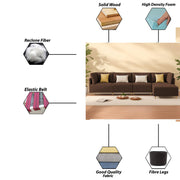 Salina LHS 6 Seater L Shape Sofa Set for Living Room (Black) Premium Fabric Sofa