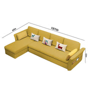 Ventos LHS 6 Seater L Shape Sofa Set for Living Room (Yellow) Premium Velvet Fabric