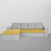 Elvi LHS 6 Seater L Shape Sofa Set for Living Room (Yellow Grey Fabric) Premium Fabric Sofa