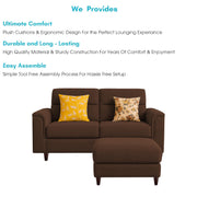 Casaliving Nancy 2 Seater with Ottoman Sofa Set for Living Room (Black Colour) Premium Fabric Sofa Set