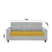 Marco 3 Seater Sofa Set for Living Room (Yellow Grey Colour) Premium Fabric Sofa