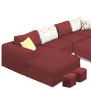 Badger RHS 8 Seater L Shape Sofa Set with Center Table for Living Room (Grey Fabric) Premium Fabric Sofa