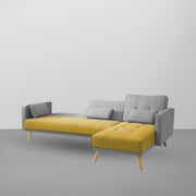 Convertible Futon RHS 4 Seater Sofa Cum Bed with Adjustable Backrest Sofa for Living Room (Blue Grey Colour) Premium Fabric Sofa