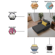 Vive 1 Seater Lounge Sofa for Living Room (Black Colour) Premium Fabric Sofa