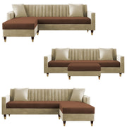 Grayon 3 Seater Convertible Sofa Set for Living Room, 3 Seater & Ottoman Modular Sectional Couch for Small Space (Black Colour) Fabric Sofa Set