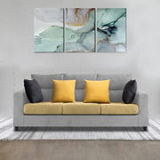 Hazer 3 Seater L Shape Sofa Set for Living Room (Cream Grey Fabric) Left Side