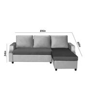 Asper RHS 4 Seater L Shape Sofa Set for Living Room (Black Grey Fabric) Premium Fabric Sofa