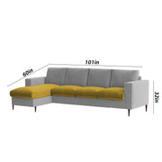 Charmi LHS 6 Seater L Shape Sofa Set for Living Room (Yellow Grey Fabric) Premium Fabric Sofa
