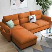 Andon 4 Seater L Shape Sofa Set for Living Room (Orange Fabric) Left Side Sofa