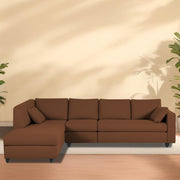 Dorian LHS 6 Seater L Shape Sofa Set for Living Room (Brown Fabric) Premium Fabric Sofa