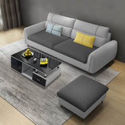 Francis 3 Seater Sofa with Ottoman Set for Living Room (Black Grey Fabric)