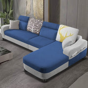 Amanda RHS 6 Seater L Shape,Sofa Set for Living Room (Blue Grey Fabric)