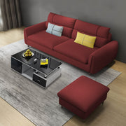 Francis 3 Seater Sofa with Ottoman Set for Living Room (Maroon Fabric)