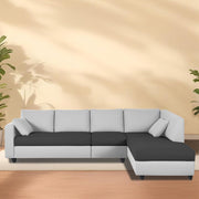 Dorian RHS 6 Seater L Shape Sofa Set for Living Room (Black Grey Fabric) Premium Fabric Sofa