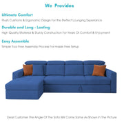 Gagnon LHS 6 Seater L Shape Corner Sofa Cum Bed for Living Room (Yellow Fabric) Premium Fabric Sofa