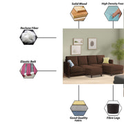 Swaloni RHS 6 Seater L Shape Sofa Set with Center Table for Living Room (Brown) Premium Fabric Sofa