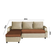 Asper LHS 4 Seater L Shape Sofa Set for Living Room (Cream Brown Fabric) Premium Fabric Sofa