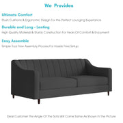 Mobius 3 Seater Sofa Set for Living Room (Black Colour Sofa) Premium Fabric Sofa for Living Room