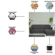 Fracher RHS 4 Seater L Shape Sofa Set for Living Room (Black Fabric) Premium Fabric Sofa