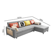 Denis 5 Seater RHS L Shape Sofa Set for Living Room (Grey Fabric) Premium Fabric Sofa