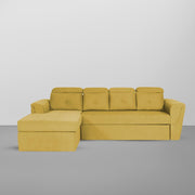 Elvi LHS 6 Seater L Shape Sofa Set for Living Room (Yellow Fabric) Premium Fabric Sofa