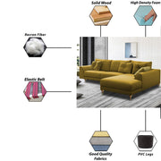 Viva RHS 6 Seater L Shape Sofa Set for Living Room (Yellow) Premium Fabric Sofa