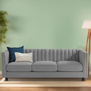 Casaliving Martine 3 Seater Sofa Set for Living Room (Blue Fabric) | Premium Fabric Sofa