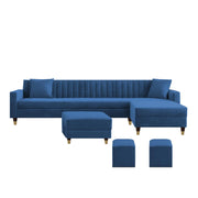 Casaliving Garcia 8 Seater RHS L Shape Sofa Set with Ottoman & 2 Puffy for Living Room (Grey Colour Fabric) Premium Fabric Sofa