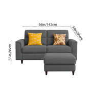 Casaliving Nancy 2 Seater with Ottoman Sofa Set for Living Room (Black Colour) Premium Fabric Sofa Set