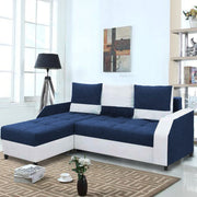Severny 4 Seater L Shape Sofa Set for Living Room (Blue Grey Fabric) Left Side