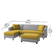 Neyami LHS 4 Seater with Ottoman L Shape Sofa Set for Living Room (Yellow Grey) Premium Fabric Sofa Set