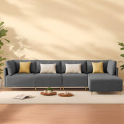 Salina LHS 6 Seater L Shape Sofa Set for Living Room (Black) Premium Fabric Sofa