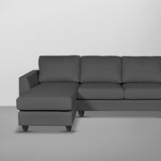 Danver LHS 4 Seater L Shape Sofa Set for Living Room (Black Fabric) Premium Fabric Sofa