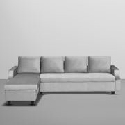 Asper LHS 6 Seater L Shape Sofa Set for Living Room (Grey Fabric) Premium Fabric Sofa