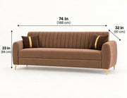 Casaliving Signaturemodel Velure 3 Seater Sofa Set | sued Velvet Fabric| 40D Foam + Zigzag Spring | 3-Yr Warranty (Black Colour)