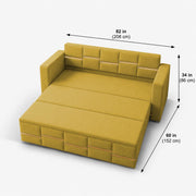 Casaliving Mordo 3 Seater Sofa Cum Bed for Living Room (Black Fabric) Premium Fabric Sofa Set