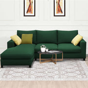 Rihan 4 Seater L Shape Sofa Set Living Room (Green Fabric) Left Side Sofa