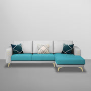 Falco RHS 4 Seater L Shape Sofa Set for Living Room (Turquise Grey Fabric) Premium Fabric Sofa